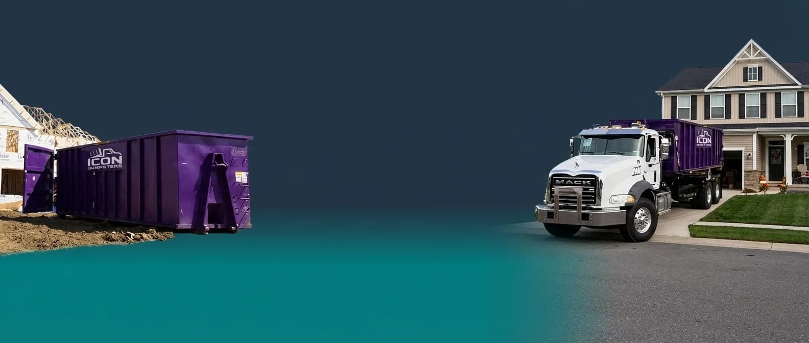 Icon Dumpsters professional roll-off dumpster with truck - dumpster rental Utah, roll-off dumpster, dumpster rental near me