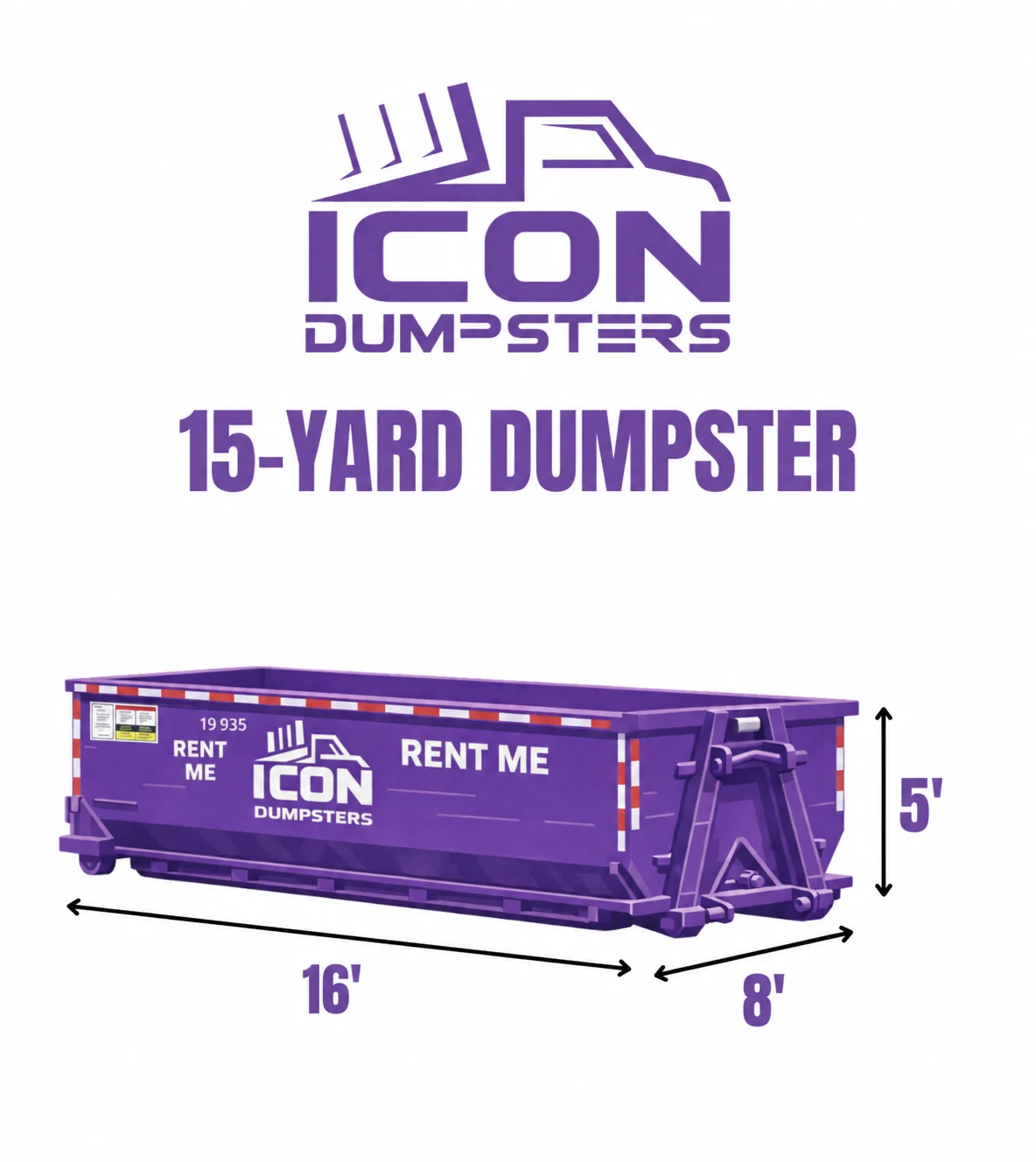 15 Yard dumpster rental size and dimensions
